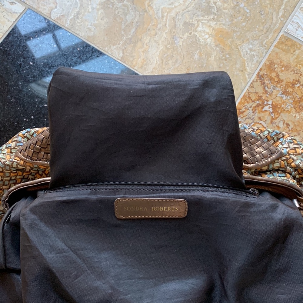 Sondra Robert’s woven leather w/ braided/textured accents/flap is a change purse - Picture 17 of 17